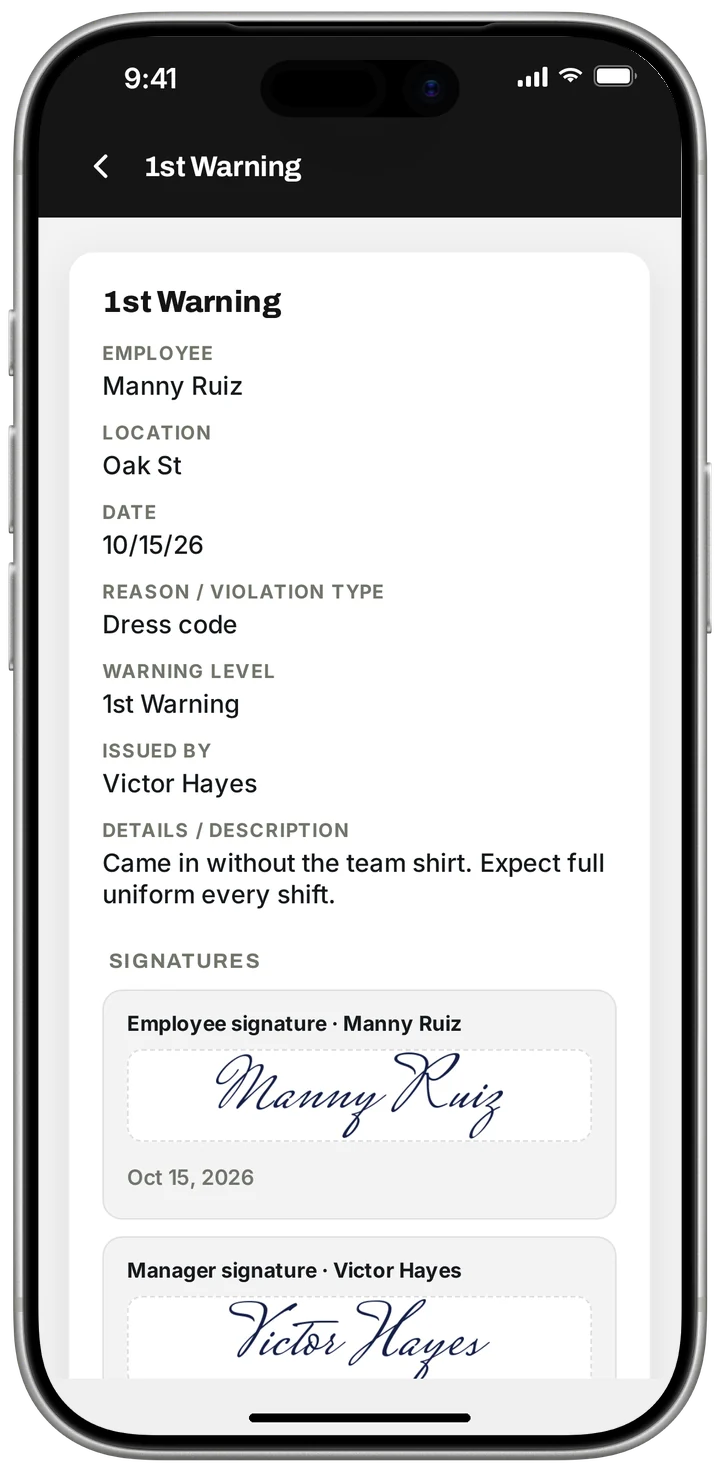 Write-ups screen in Barber Team App